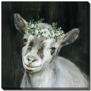 Floral Goat - Hand Embellished Printed Canvas