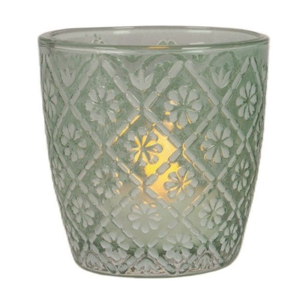 Floral Green Tea Light Holder