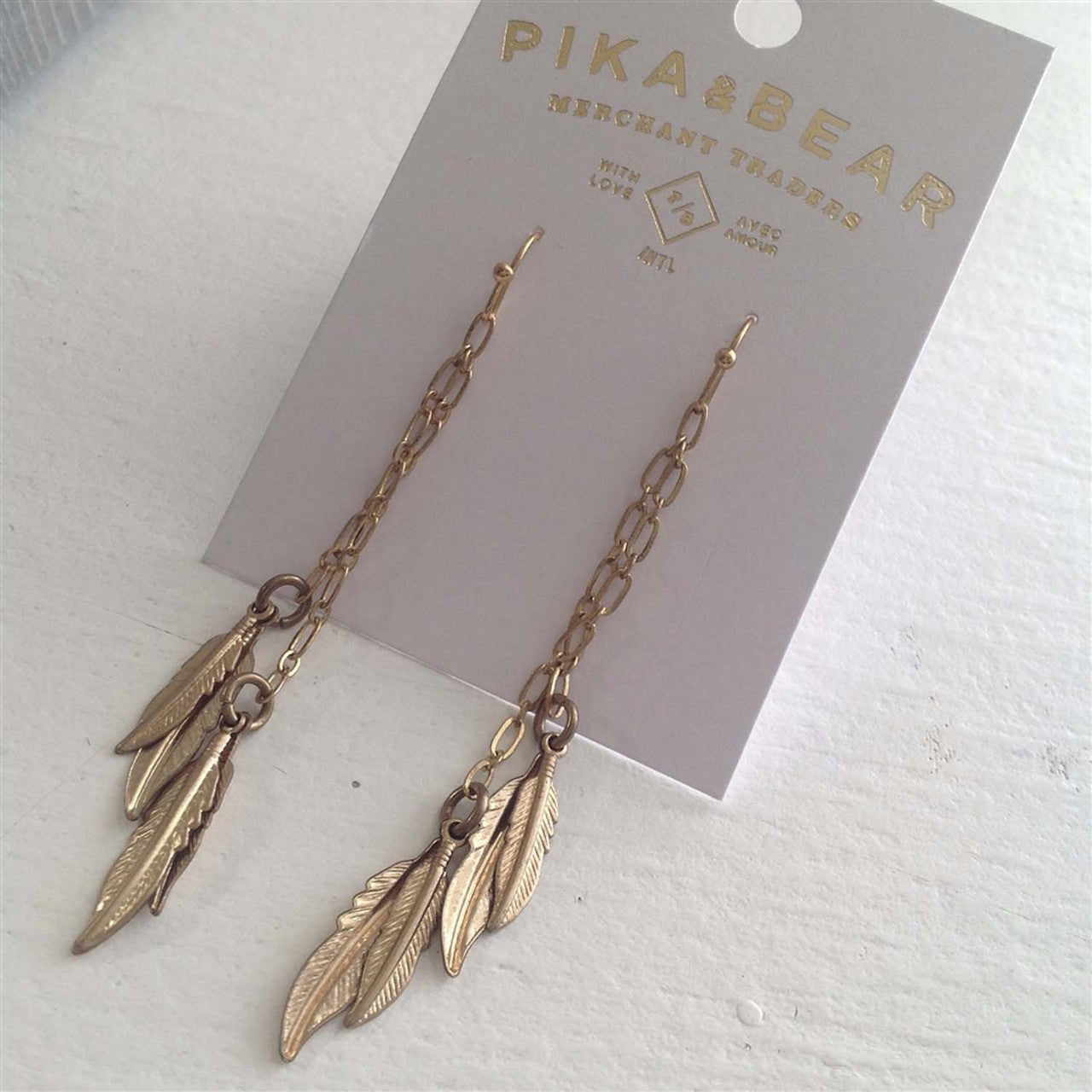 Four Feathers Chain Drop Earrings - Lady of the Lake
