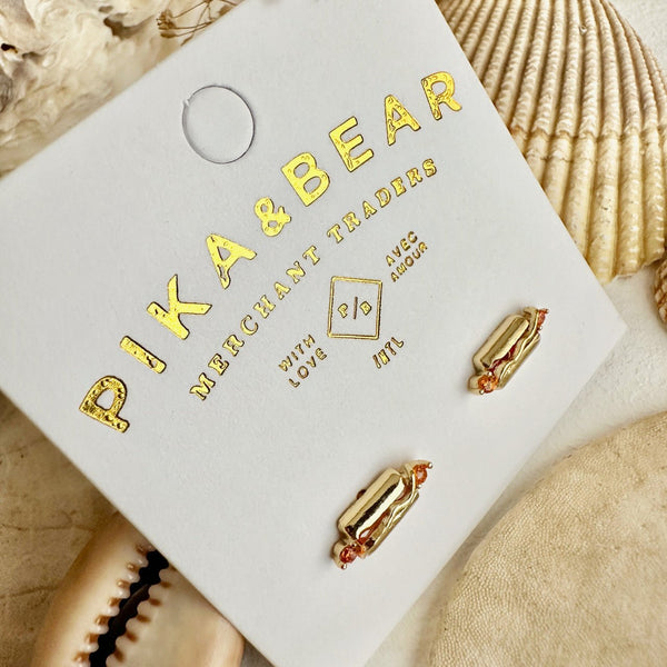 Frank Hot Dog Gem Encrusted Stud Earrings - Lady of the Lake