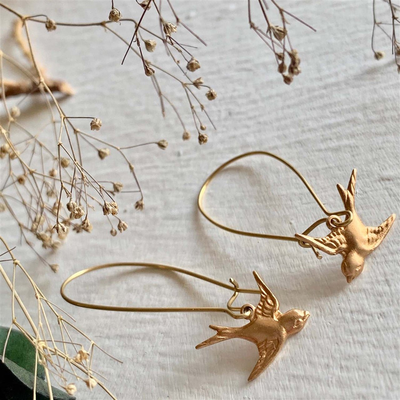 Free Bird Raw Brass Sparrow Drop Earrings - Lady of the Lake