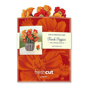 French Poppies - Mini Pop - up Greeting Card - Blank - Lady of the Lake