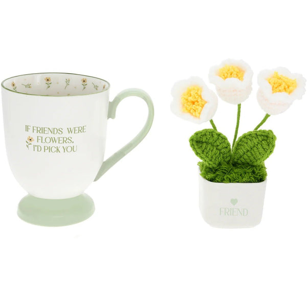 Friends & Flowers - Mug With Crocheted Flowers - Lady of the Lake