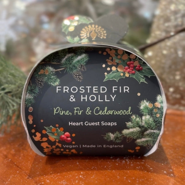 Frosted Fir & Holly Heart Guest Soaps