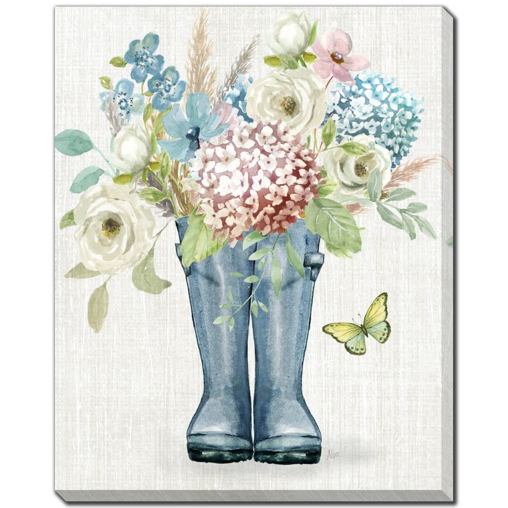 Garden Boots - Hand Embellished Printed Canvas