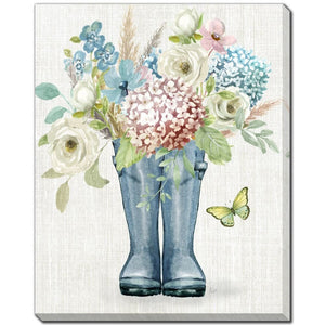 Garden Boots - Hand Embellished Printed Canvas