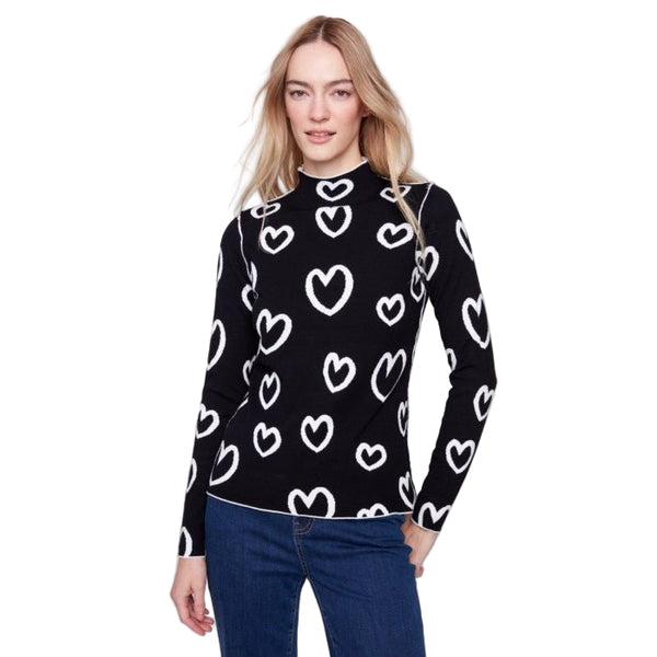 Gayle Reversible Mock Neck Heart Sweater - Lady of the Lake