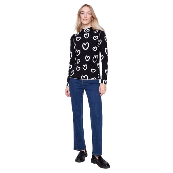 Gayle Reversible Mock Neck Heart Sweater - Lady of the Lake