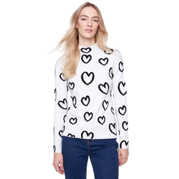 Gayle Reversible Mock Neck Heart Sweater - Lady of the Lake