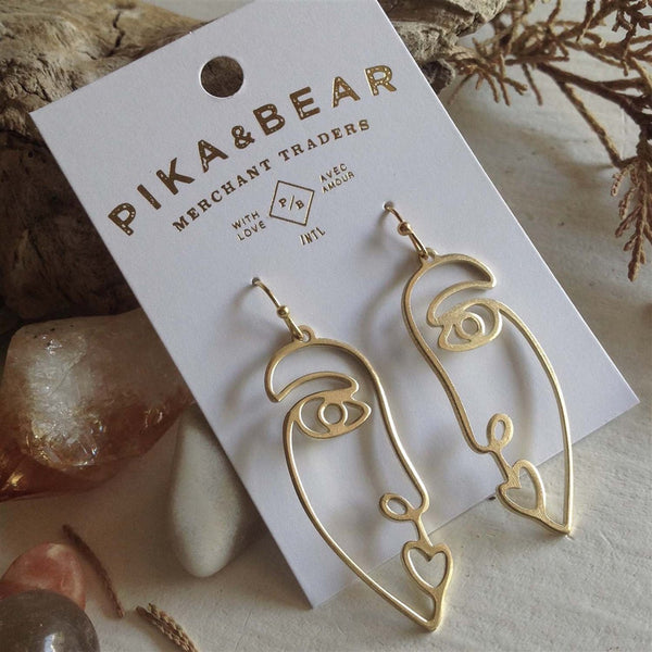 Gilot Abstract Face Silhouette Earrings - Lady of the Lake