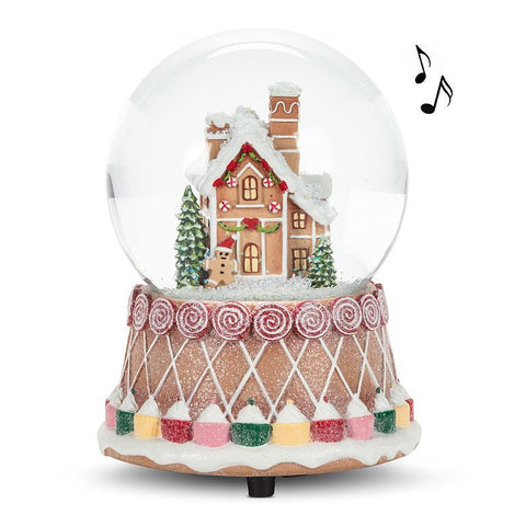 Gingerbread Snow Globe With Music - Lady of the Lake
