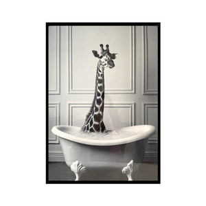Giraffe In Tub - Printed Canvas - Lady of the Lake