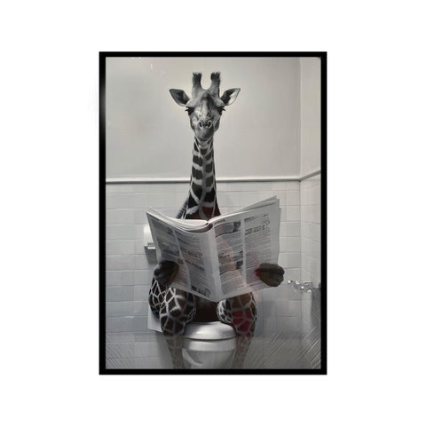 Giraffe Reading Newspaper - Artwork - Lady of the Lake