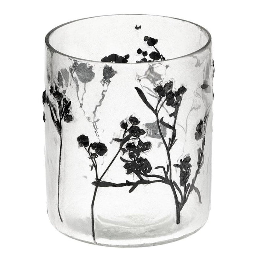 Glass Tea Light Holder With Dried Flowers