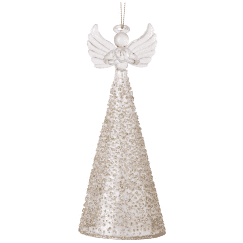 Gold Glittered Glass Angel Ornament