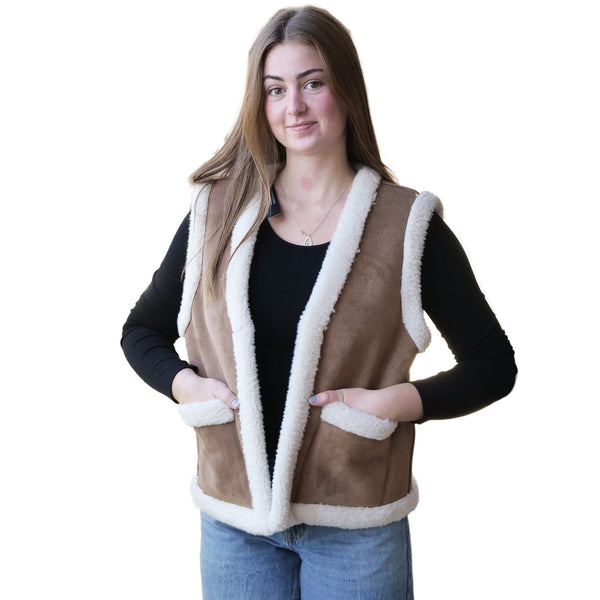 Goldie Reversible Faux Suede / Sherpa Vest