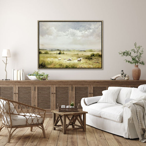 Grazing Serenity - Hand Embellished Canvas In Floating Frame - Lady of the Lake