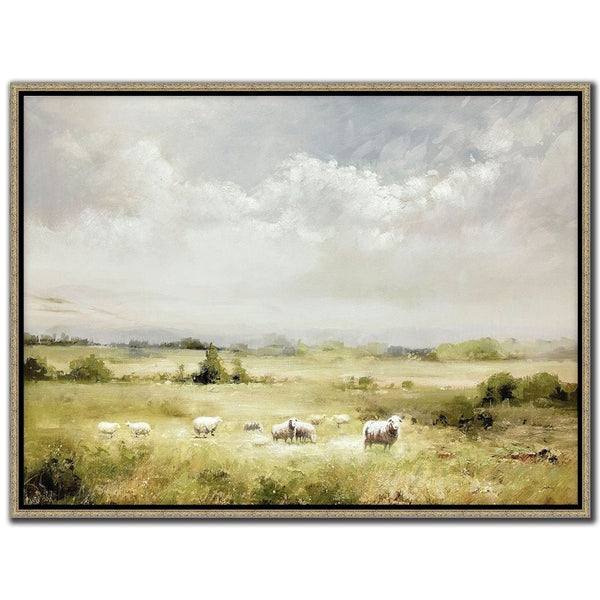 Grazing Serenity - Hand Embellished Canvas In Floating Frame - Lady of the Lake