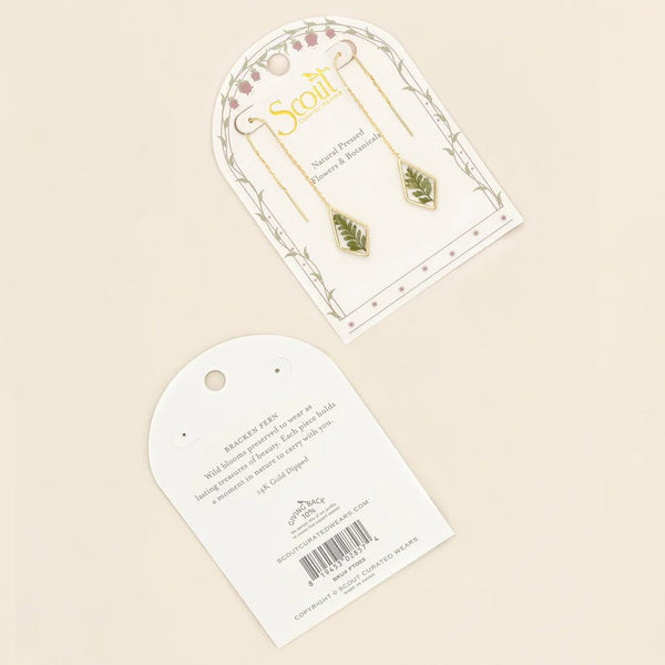 Green Bracken Fern - Pressed Flower Thread Earring - Lady of the Lake