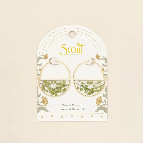 Green Peppergrass - Pressed Flower Hoop Earring - Lady of the Lake