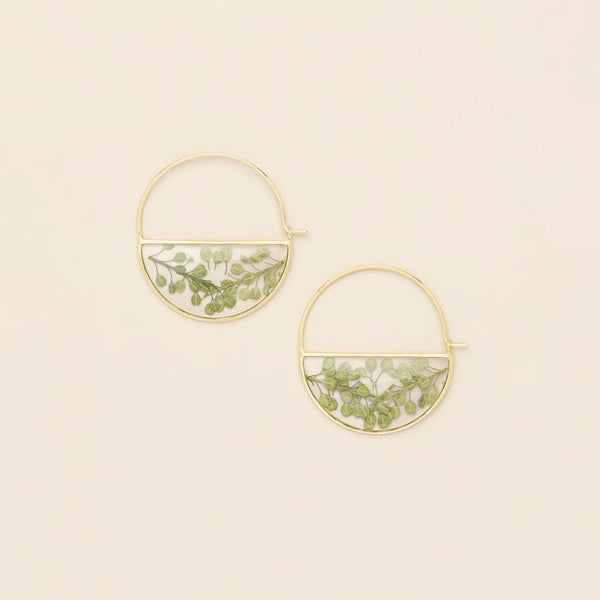 Green Peppergrass - Pressed Flower Hoop Earring - Lady of the Lake