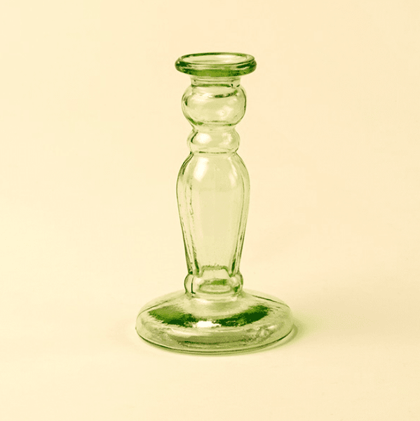 Green Vero Glass Candlestick - Lady of the Lake