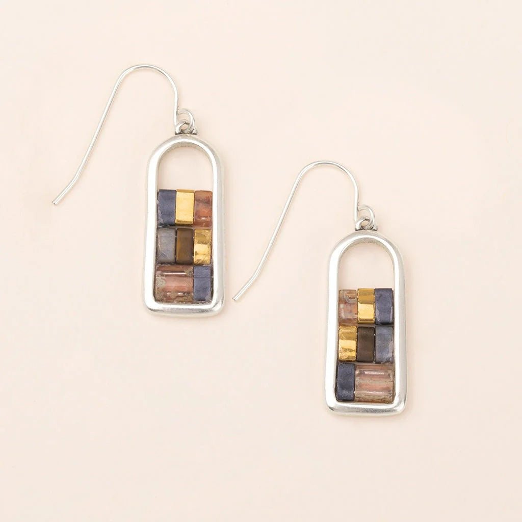 Gunmetal - Good Karma Miyuki Frame Earring