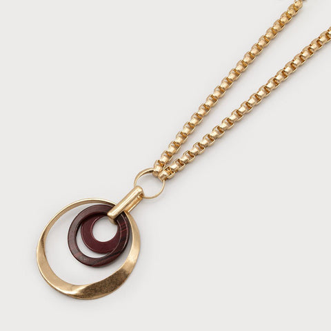 Hailey Necklace With Resin & Metal Ring Pendant