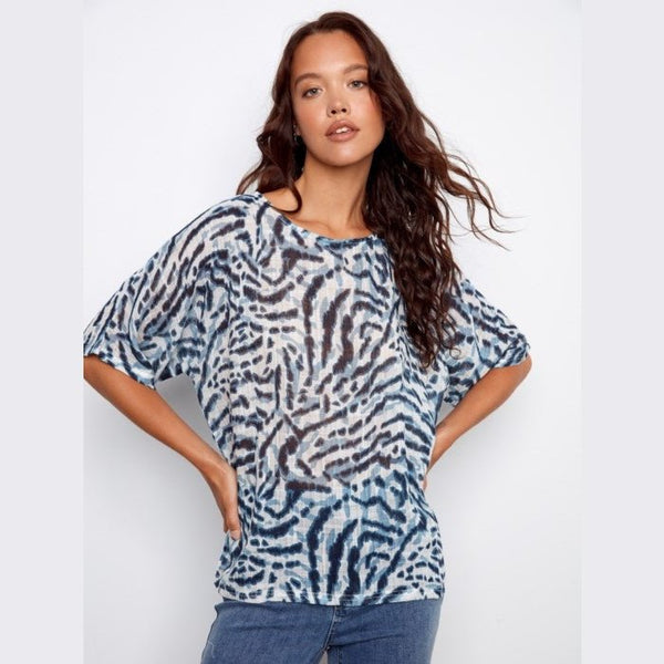Hallie Printed Dolman Cotton Blend Blouse - Lady of the Lake