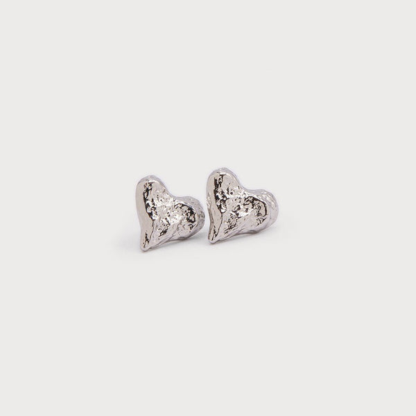 Hammered Heart Stud Earrings - Lady of the Lake
