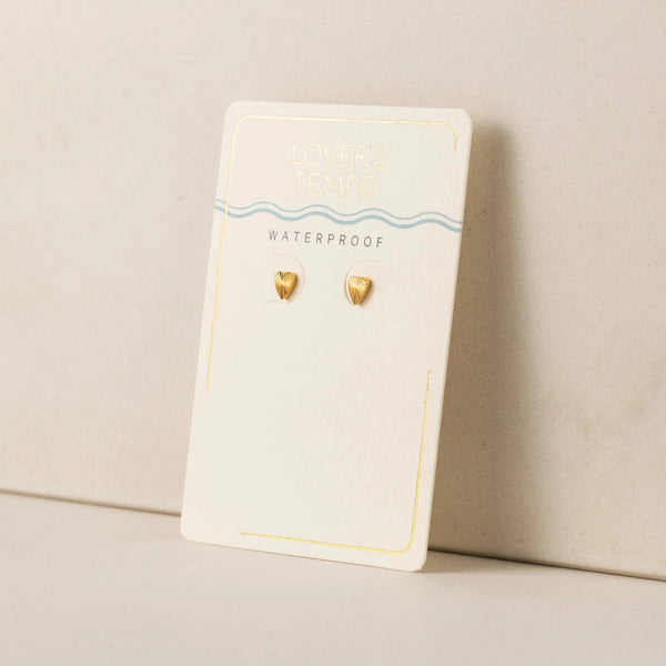 Heart Fluted Stud Earrings - Waterproof - Lady of the Lake