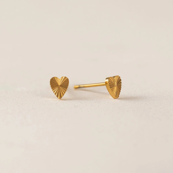 Heart Fluted Stud Earrings - Waterproof - Lady of the Lake