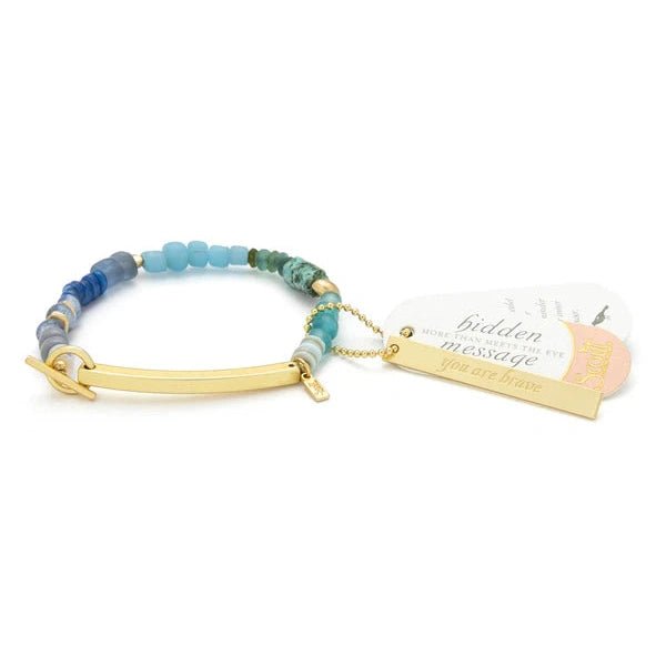 Hidden Message Bracelet - You Are Brave - African Turquoise - Lady of the Lake