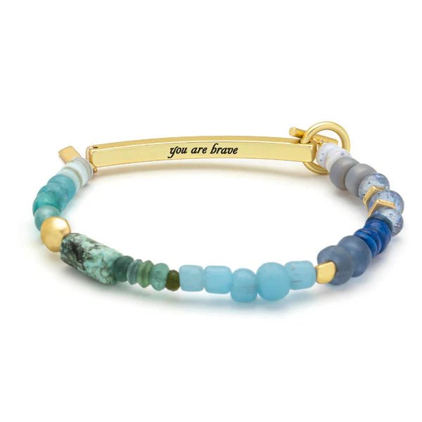 Hidden Message Bracelet - You Are Brave - African Turquoise - Lady of the Lake