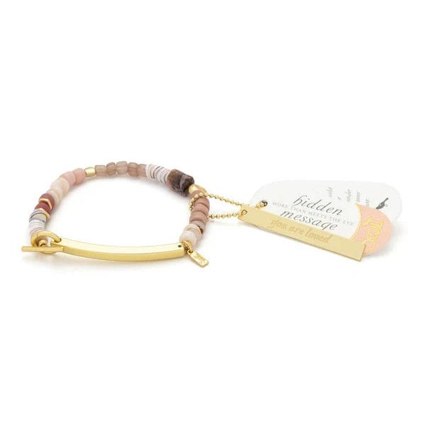 Hidden Message Bracelet - You Are Loved - Rhodochrosite - Lady of the Lake