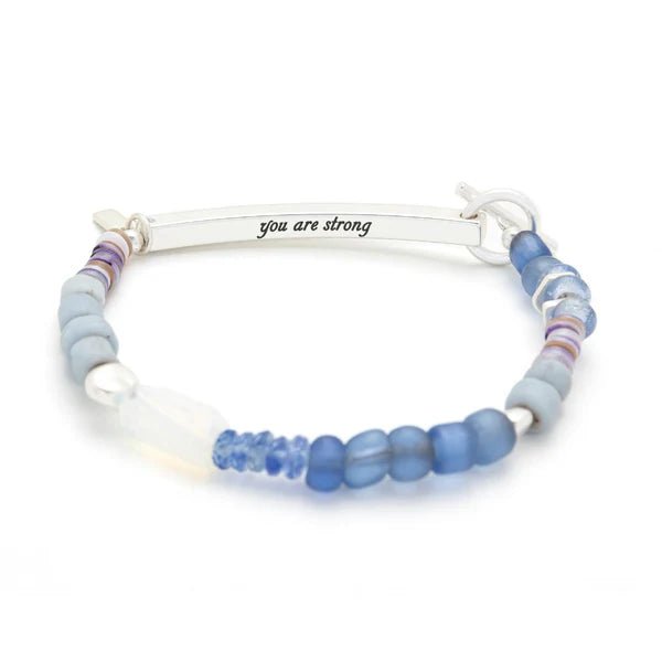 Hidden Message Bracelet - You Are Strong - Opalite - Lady of the Lake