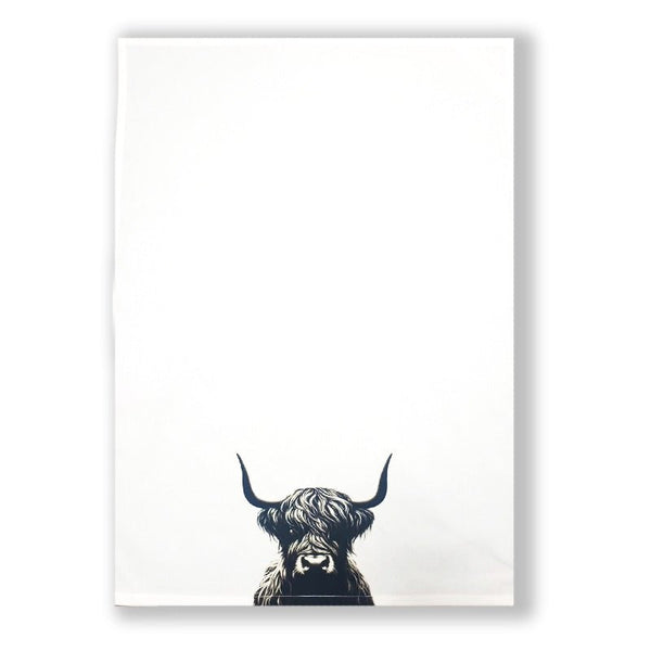 Highland Cow Black & White Tea Towel - Lady of the Lake