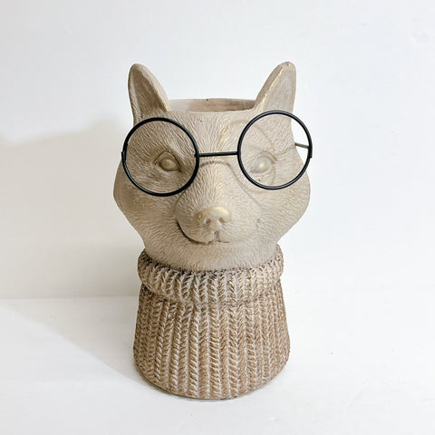 Hipster Fox Planter With Glasses