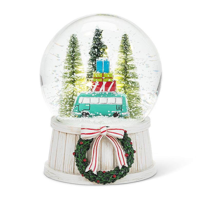 Holiday Bus Snow Globe With LED Light