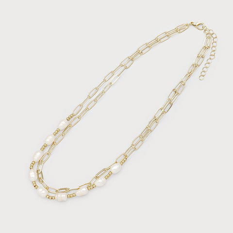 Hope Double Layer Necklace With Faux Pearl - Lady of the Lake