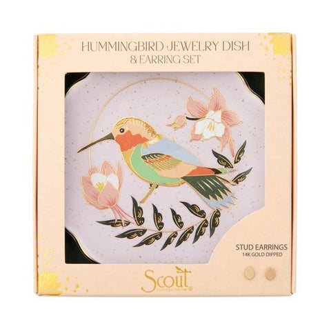 Hummingbird Jewelry Dish & Stud Earring Set - Lady of the Lake