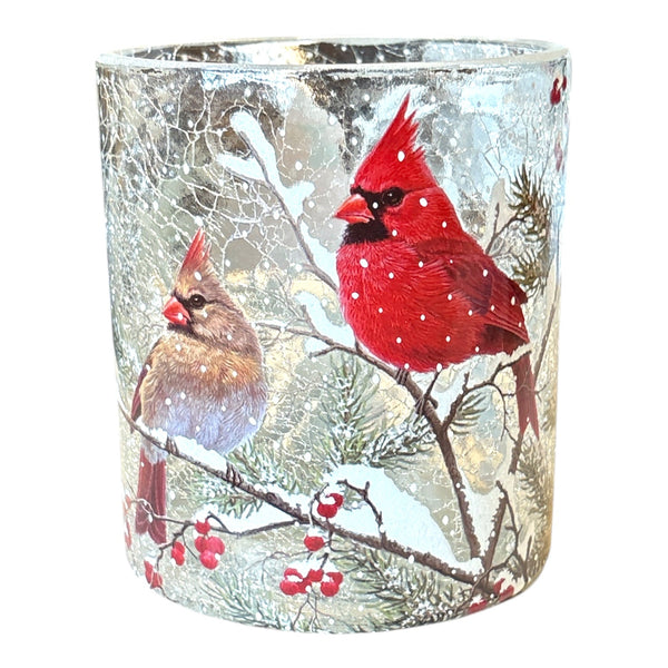 Hurricane Lantern With Cardinals