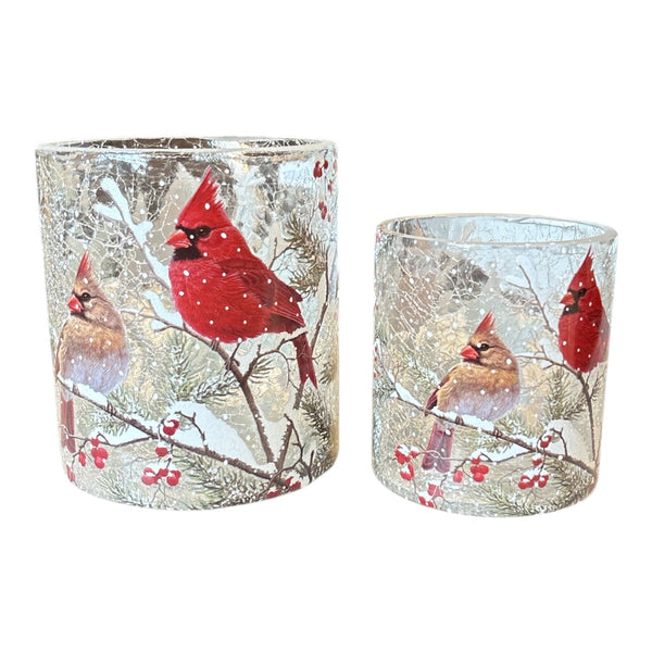 Hurricane Lantern With Cardinals