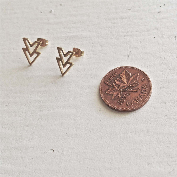 Ike Stainless Steel Double V Chevron Earrings - Lady of the Lake
