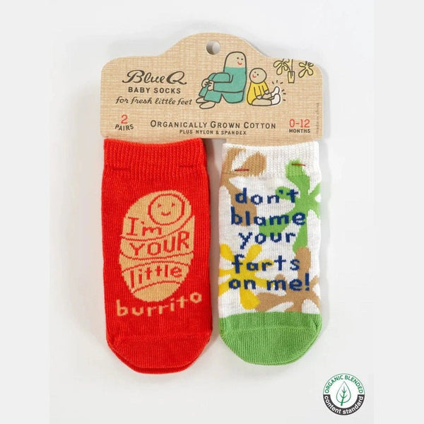 I'm Your Little Burrito & Don't Blame Your Farts On Me - Baby Socks