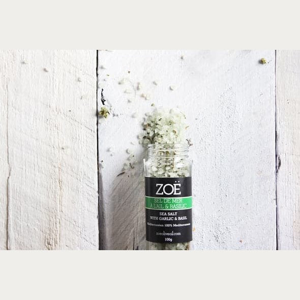 Infused Garlic & Basil Salt In Reusable Glass Mill - Lady of the Lake