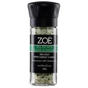 Infused Garlic & Basil Salt In Reusable Glass Mill - Lady of the Lake