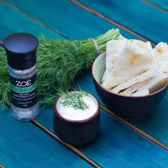Infused Garlic & Basil Salt In Reusable Glass Mill - Lady of the Lake