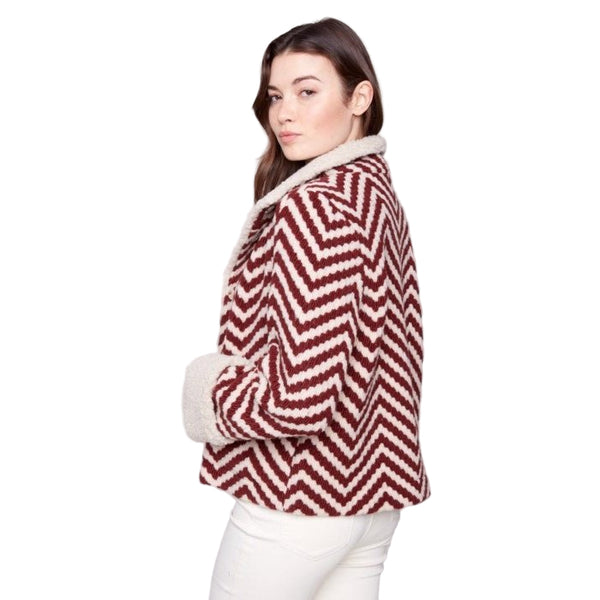 Ira Chevron Bouclé Short Jacket With Sherpa Trim - Lady of the Lake