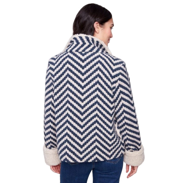 Ira Chevron Bouclé Short Jacket With Sherpa Trim - Lady of the Lake